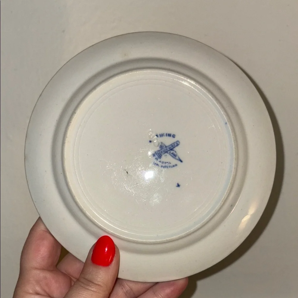 Antique SET OF 2- Royal Copenhagen Viking Blue and White Porcelain small plates